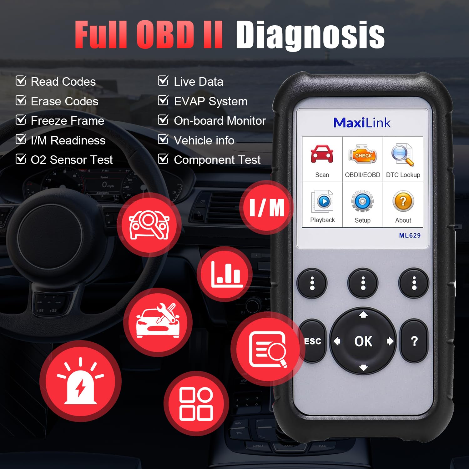 Amazon.co.jp: Autel MaxiLink ML629 OBD2スキャナー AL519 AL619